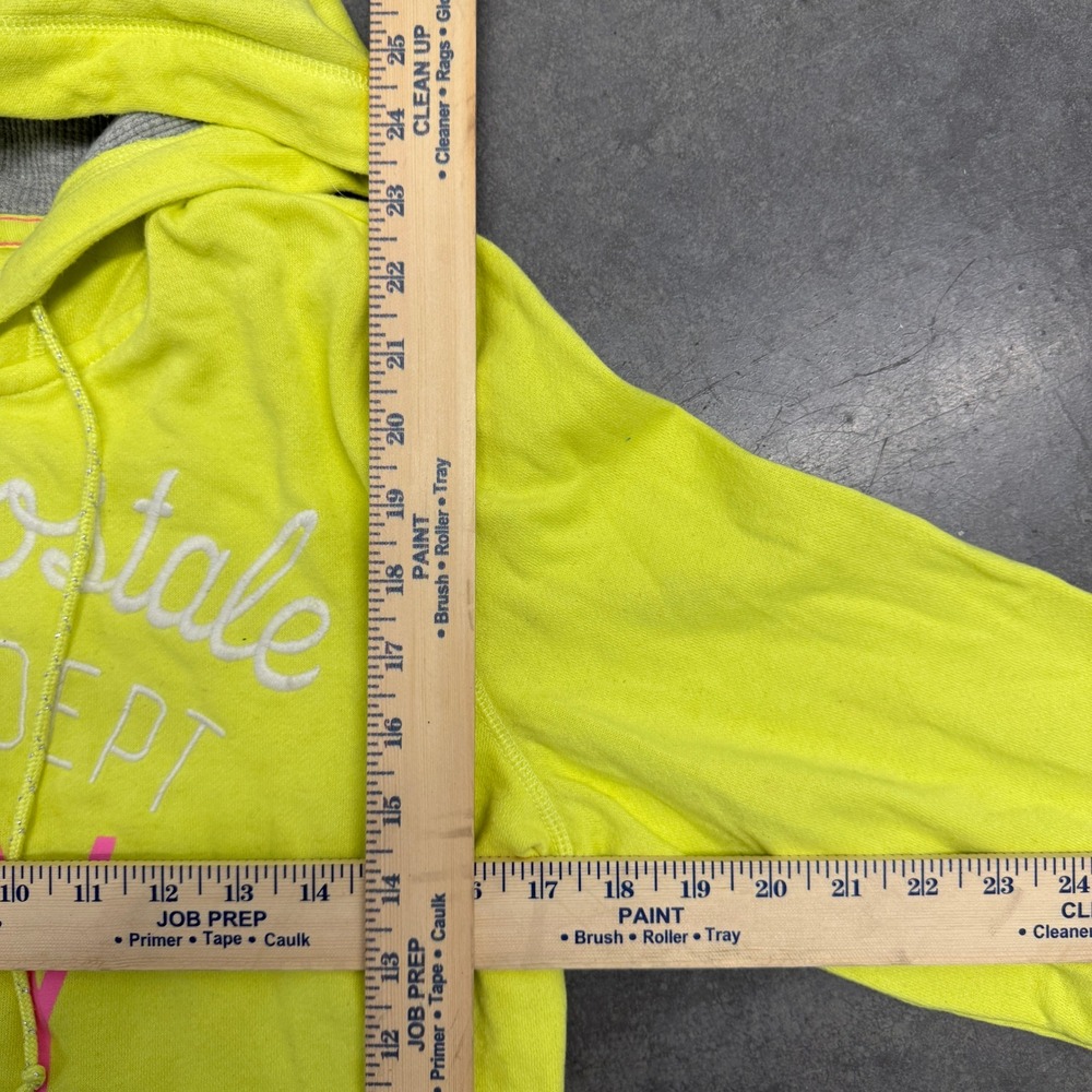 Aeropostale Womens Neon Yellow Full Zip Hoodie Athl Dept NY Graphic Large - Picture 4 of 5